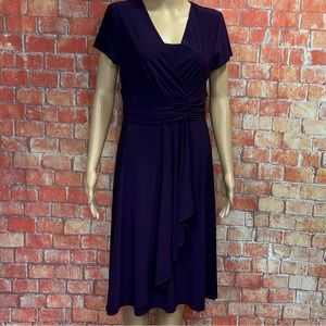 R&M Richards Eggplant‎ Purple Draped Ruched Dress